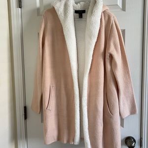 Pink fleece lined sweater coat
